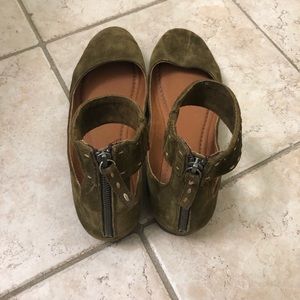Frye Carson ballet flats with strap (olive green)